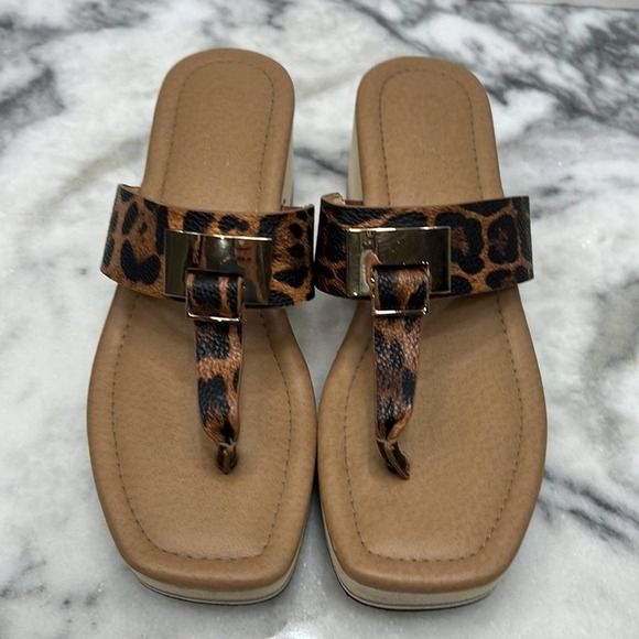 CATO COMFORT WOMENS SLIP ON Animal LEOPARD DESIGN SANDALS SHOES SIZE 7 - Picture 2 of 8